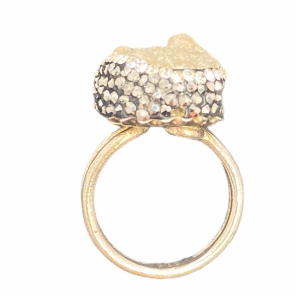 Natural Quartz Druzy Sparkling Cluster Ring 925 Silver Size 7.5 - Picture 3 of 11